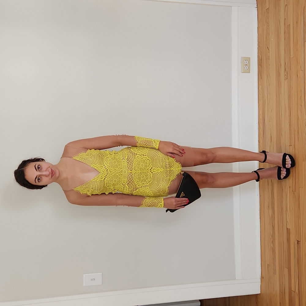 Rare Stunning For Love & Lemons Yellow Mini Dress
